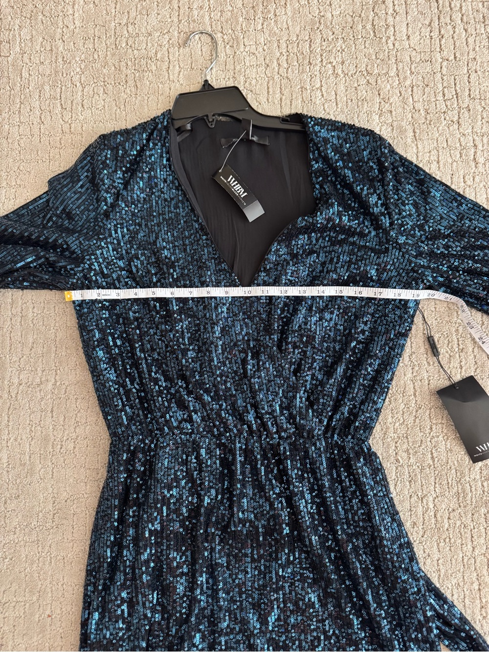 White House Black Market Navy Sequin Wrap Dress - Picture 5 of 5